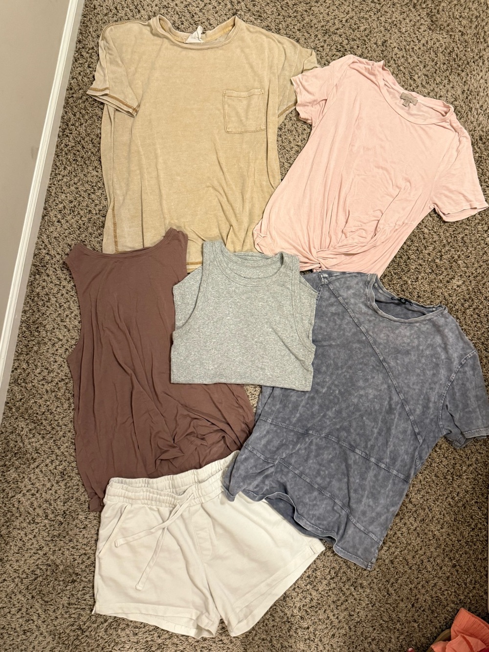 Women’s Everyday Casual Solid Tees, Tanks + Shorts Bundle